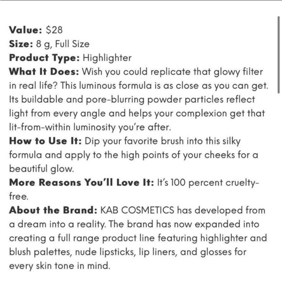 KAB Cosmetics Bronzed Babe full size glow pressed powder NIB - Picture 5 of 7